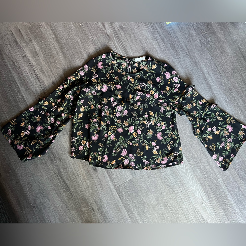 Lush Black Floral Blouse